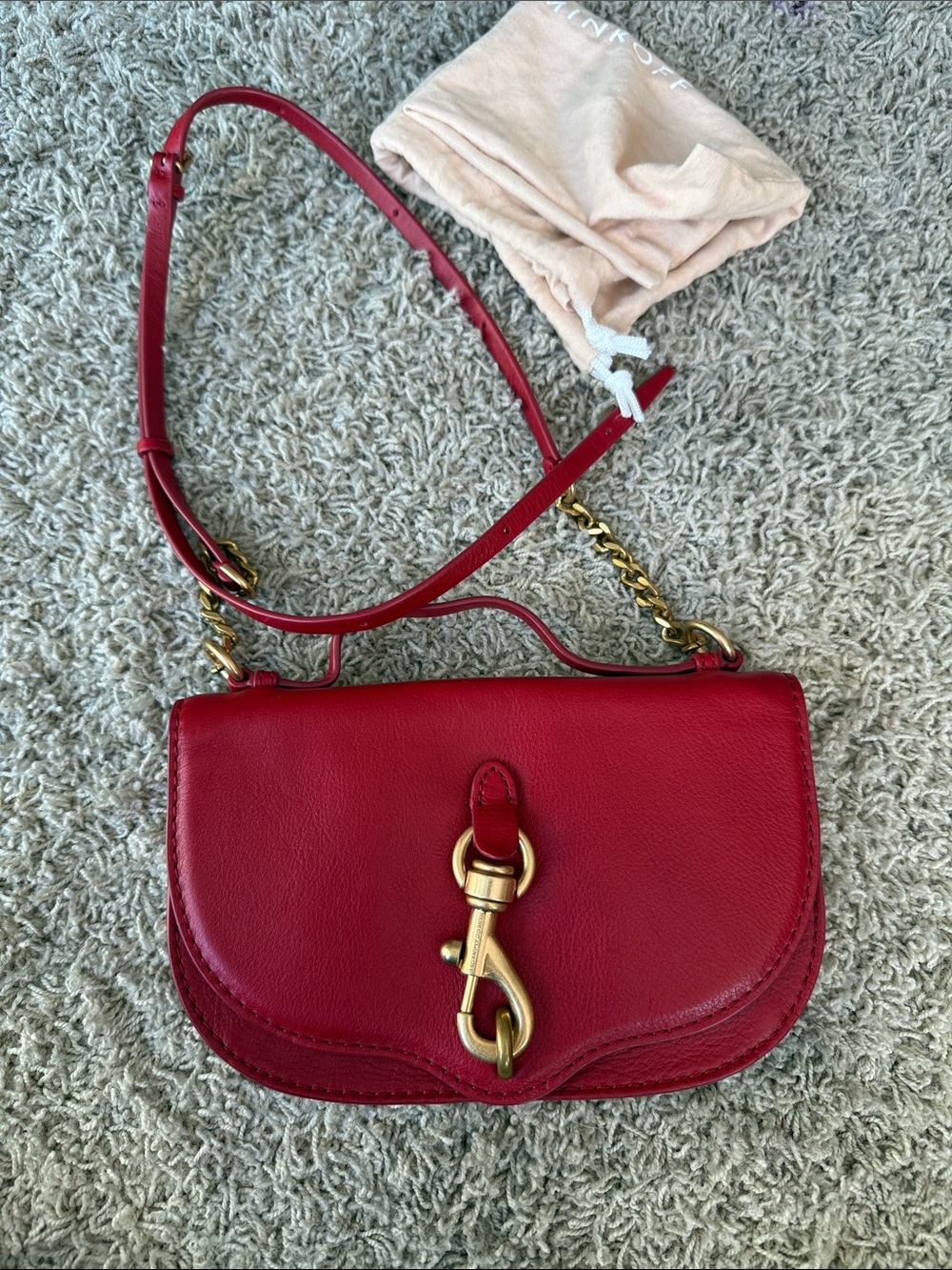 Rebecca Minkoff Red Leather Crossbody with Gold Hardware